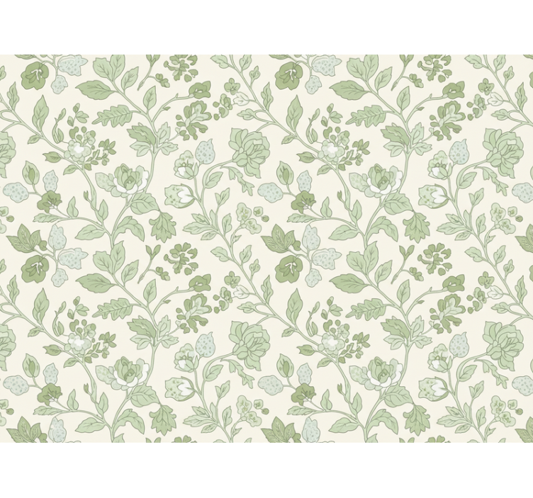 Stone wallpaper in cream green floral - TenStickers