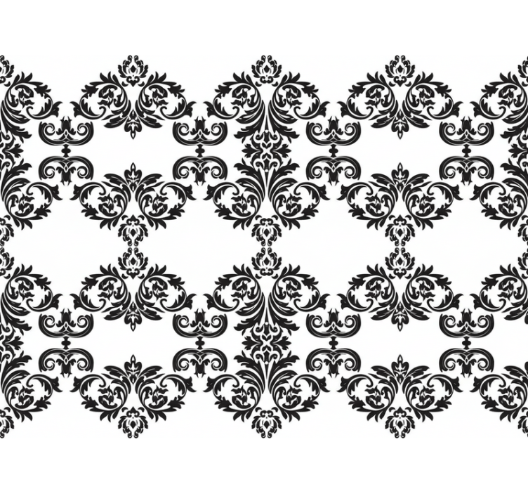 Baroque wallpaper in black damask floral design - TenStickers