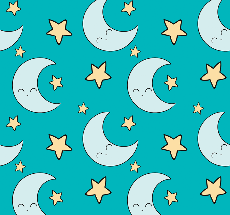 Stars and moon Childrens Wallpaper - TenStickers