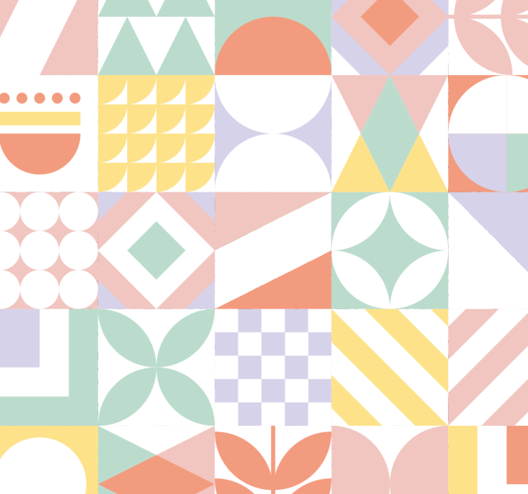 Tile effect wallpaper unusual shapes - TenStickers