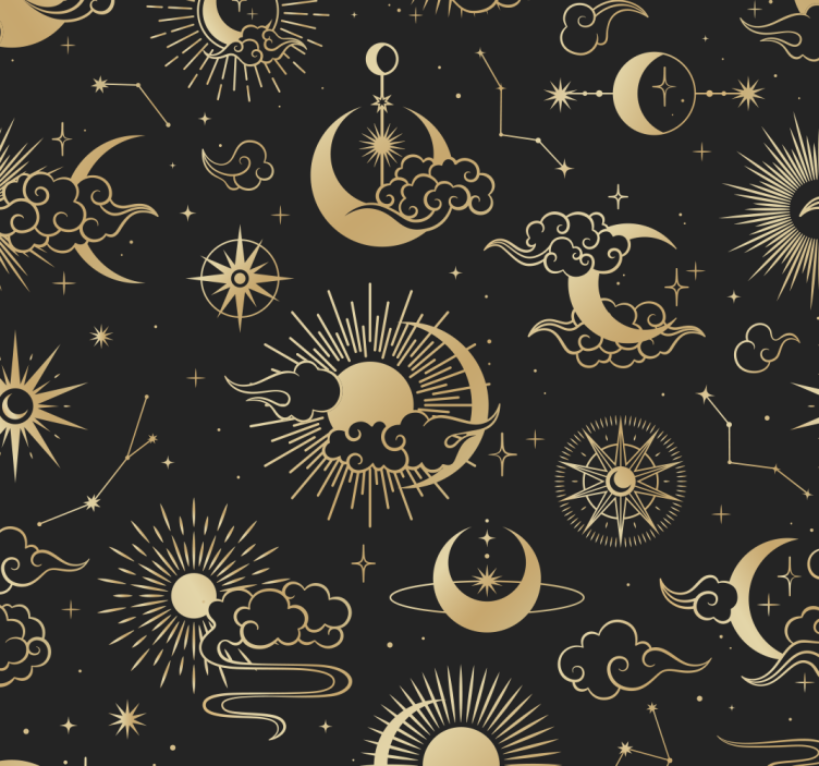 Clouds and stars Wallpaper - TenStickers