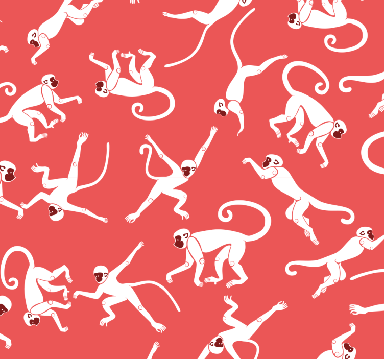 Red monkeys pattern animal wallpaper - TenStickers