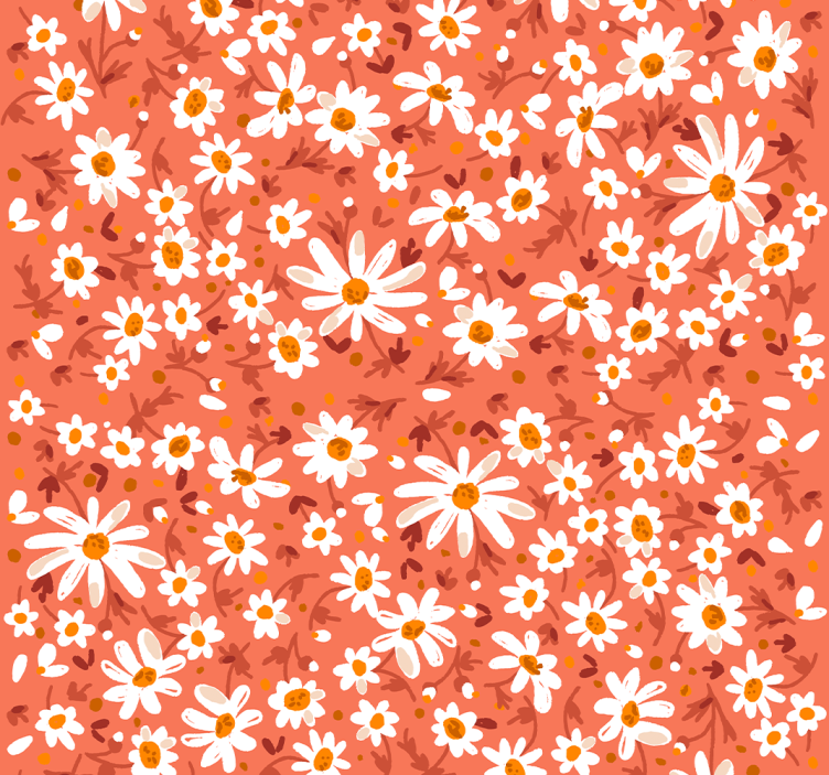 70's daisy pattern Flower Wallpaper - TenStickers