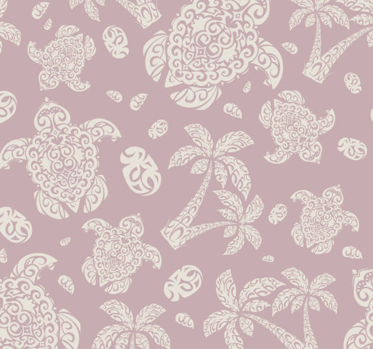 Hawaiian turtle and palm tree Animal Wallpaper - TenStickers