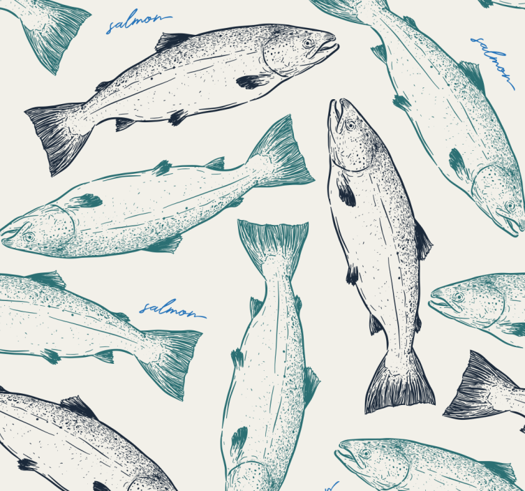 Salmon fish Animal Wallpaper - TenStickers