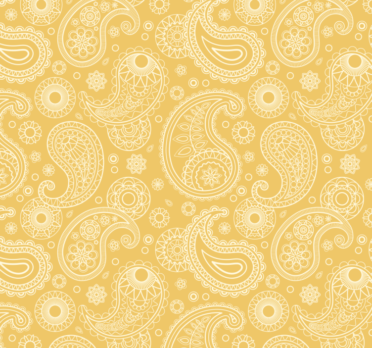 Intricate yellow paisley motif entryway wallpaper - TenStickers