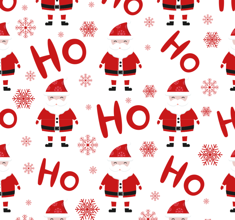 Jolly Santa red pattern christmas wallpaper - TenStickers