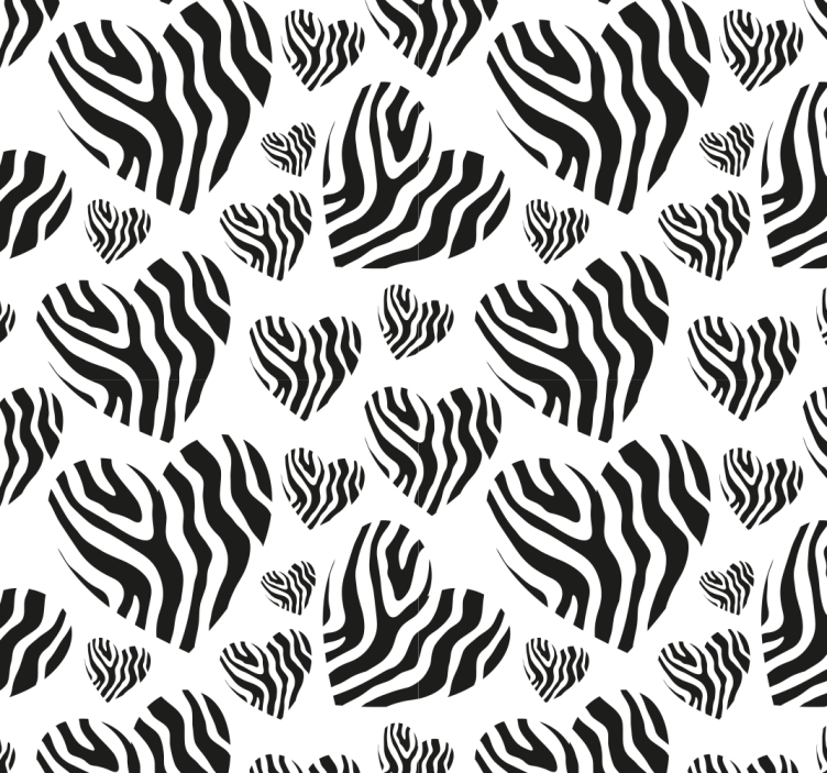 Zebra animal print heart print wallpaper - TenStickers
