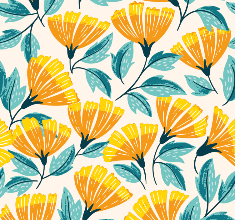 Ginkgo Floral Pattern living room wallpaper - TenStickers