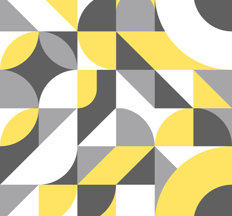 Geometric grey and yellow abstract wallpaper - TenStickers