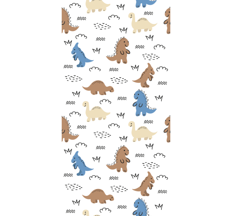 Happy blue and brown dinos Childrens Wallpaper - TenStickers