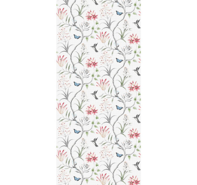 Bird & butterfly flower branch  Animal wallpaper - TenStickers