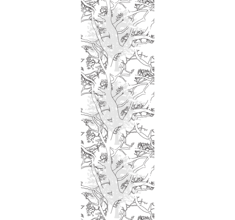 Floral Line Art gray wallpaper - TenStickers
