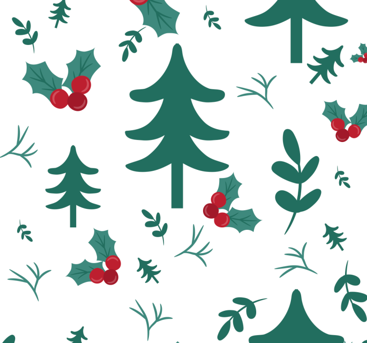 Festive Tree Pattern christmas wallpaper - TenStickers