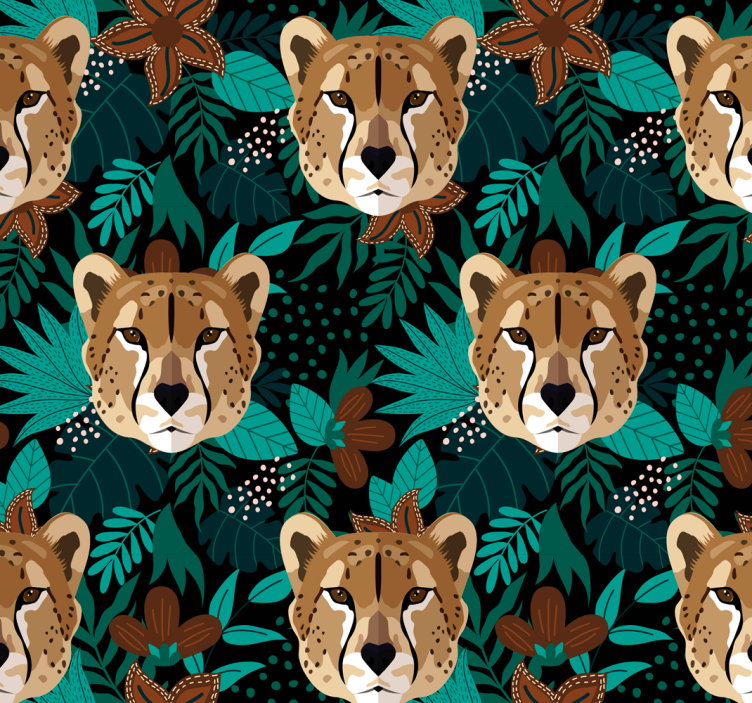 Leopard in tropical flowers Animal Wallpaper - TenStickers