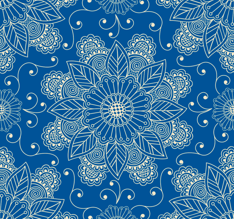 Ornate Blossoms floral ornament wallpaper - TenStickers
