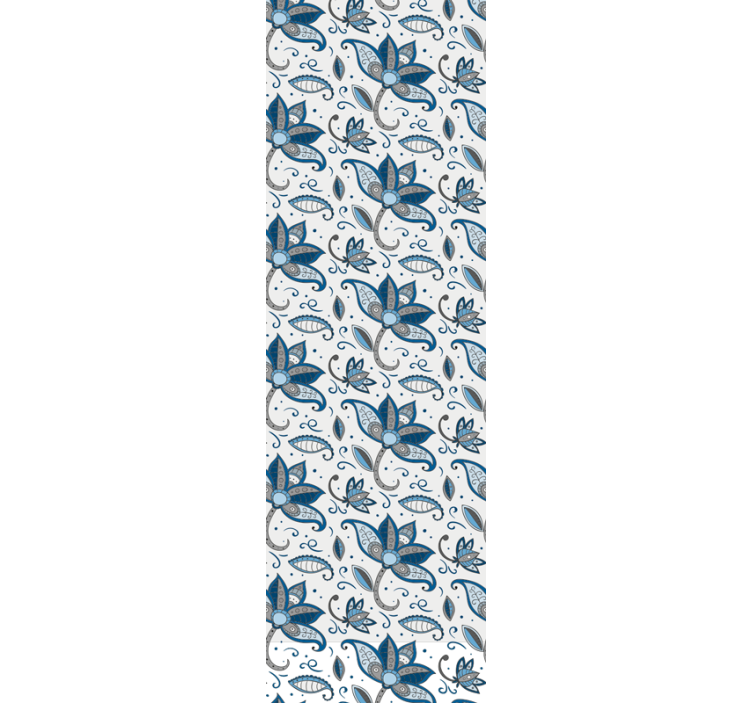 Blue Flowers Doodles leaf wallpaper - TenStickers