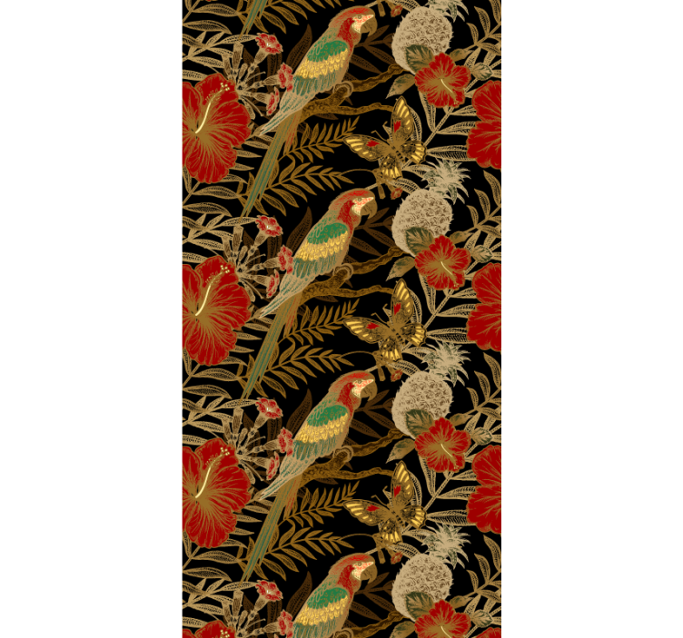 Tropical Parrot Motif parrots wallpaper - TenStickers