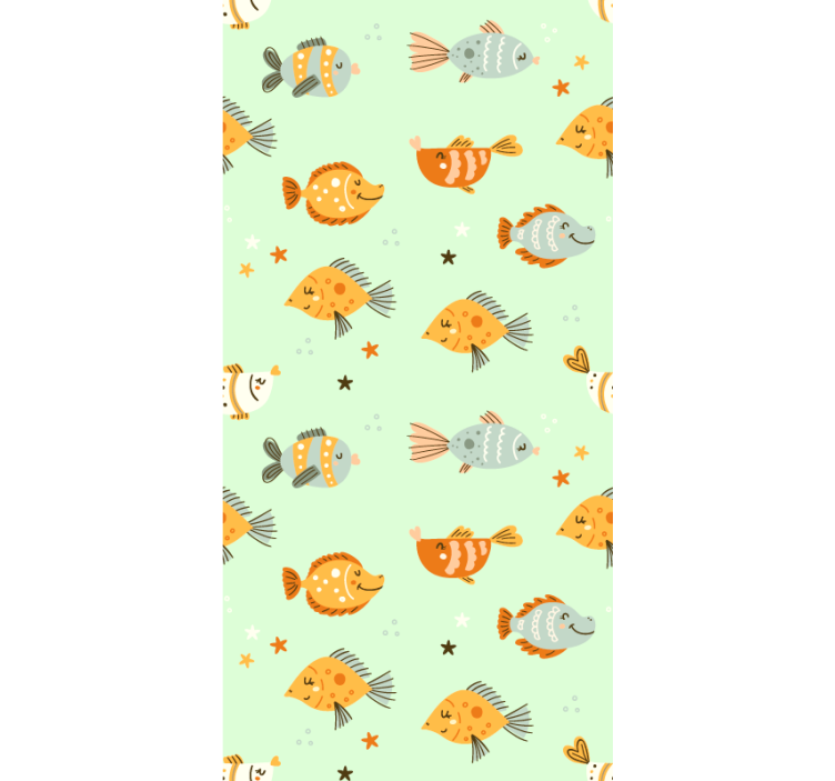 Aquatic Friends Pattern fish wallpaper - TenStickers