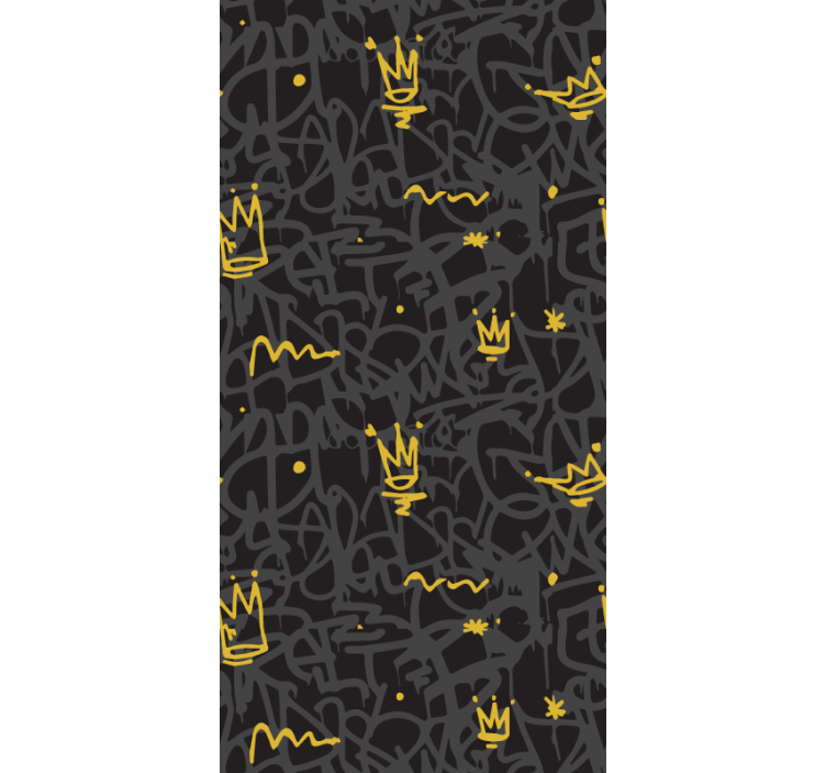 Black and gold graffiti crowns Art Wallpaper - TenStickers