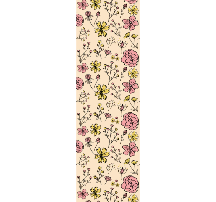 Vintage flowers draw wallpaper - TenStickers