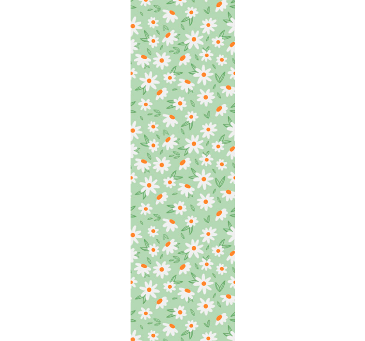 Daisy flowers pattern on green Floral Wallpaper - TenStickers