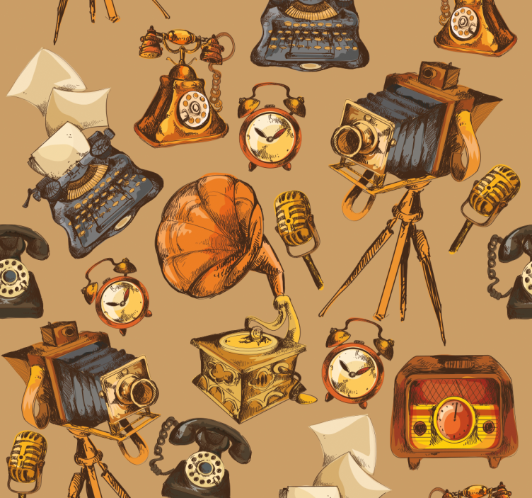 Vintage items classic wallpaper - TenStickers