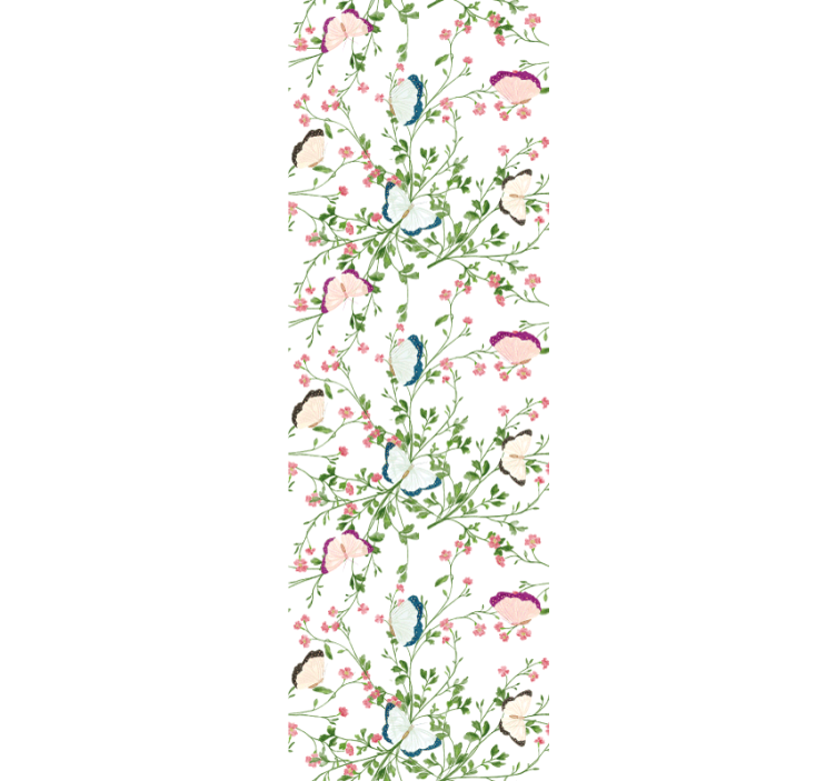 Botanical Butterfly floral ornament wallpaper - TenStickers