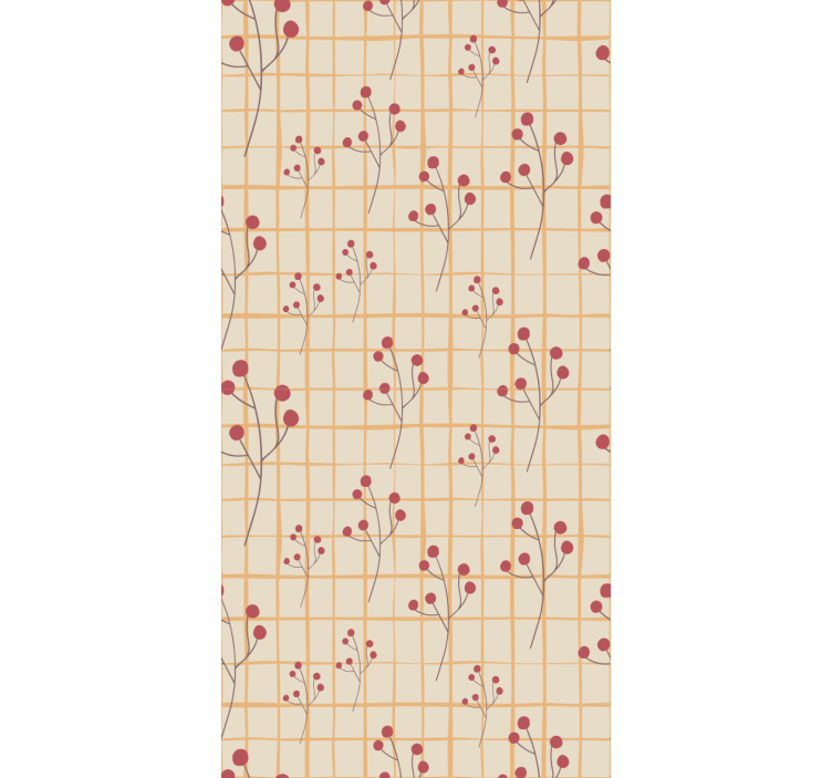 Berry Branch Pattern flower wallpaper - TenStickers