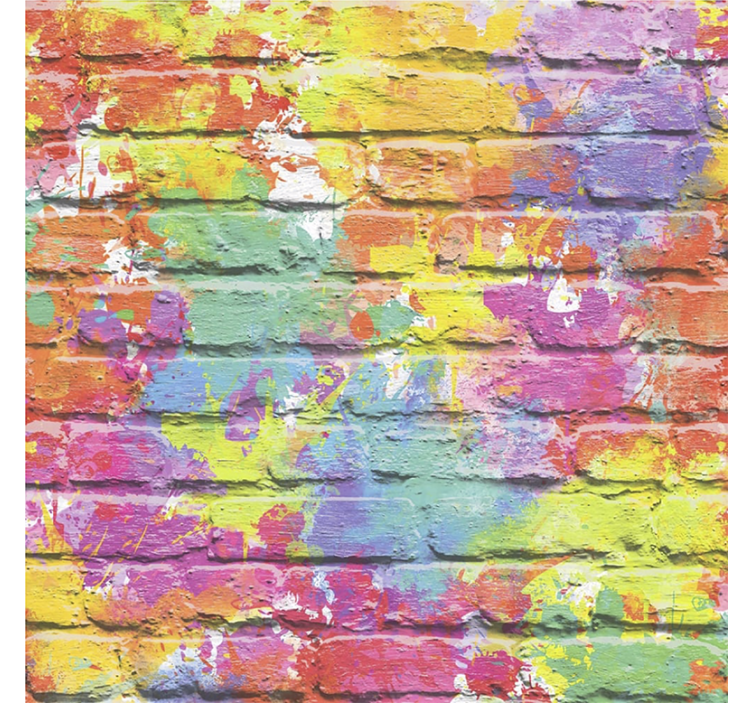 Paint Splash Brick Art Wallpaper - TenStickers