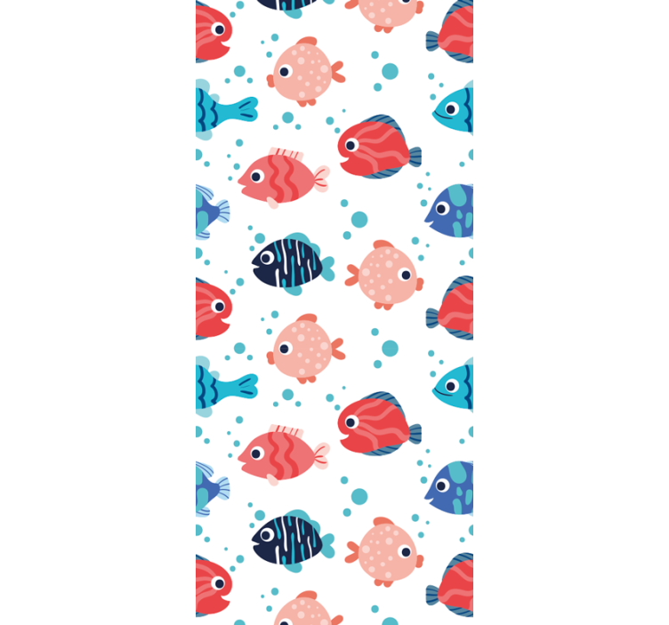 Pink and blue fishes Childrens Wallpaper - TenStickers