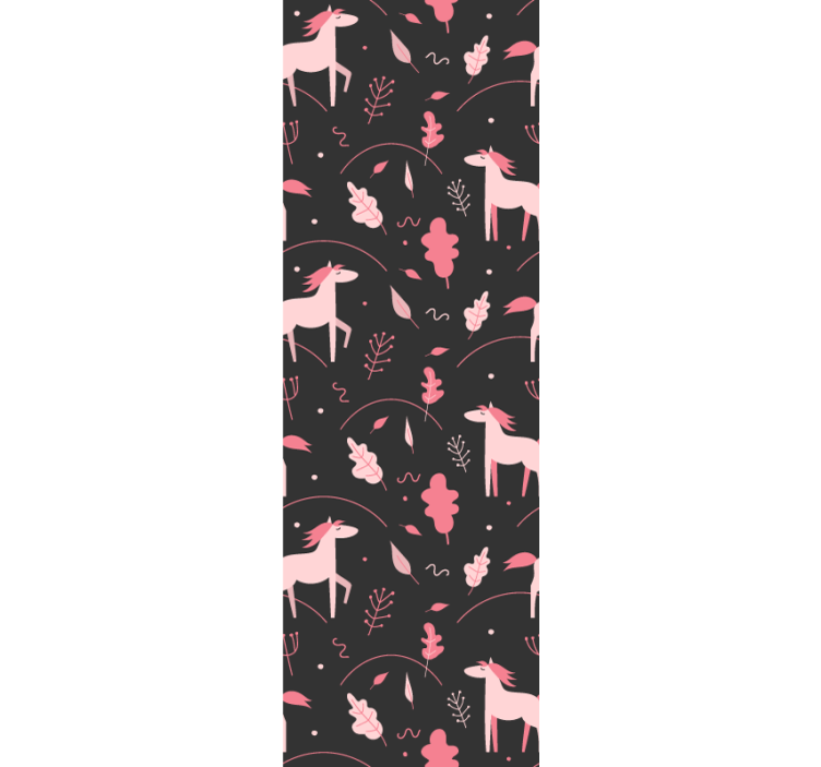 Unicorns trees black background Art Wallpaper - TenStickers