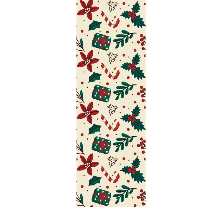 Festive Botanical Pattern christmas wallpaper - TenStickers
