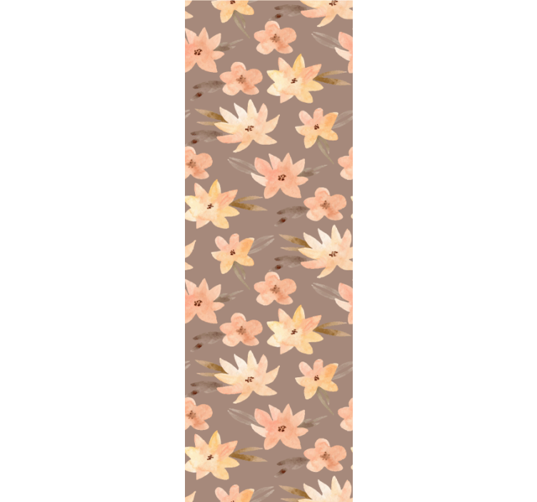 Brown blossoming pattern flower wallpaper - TenStickers