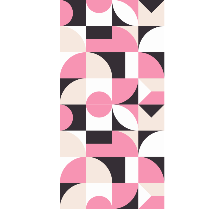 Geometric wallpaper in modern pink and black pattern - TenStickers