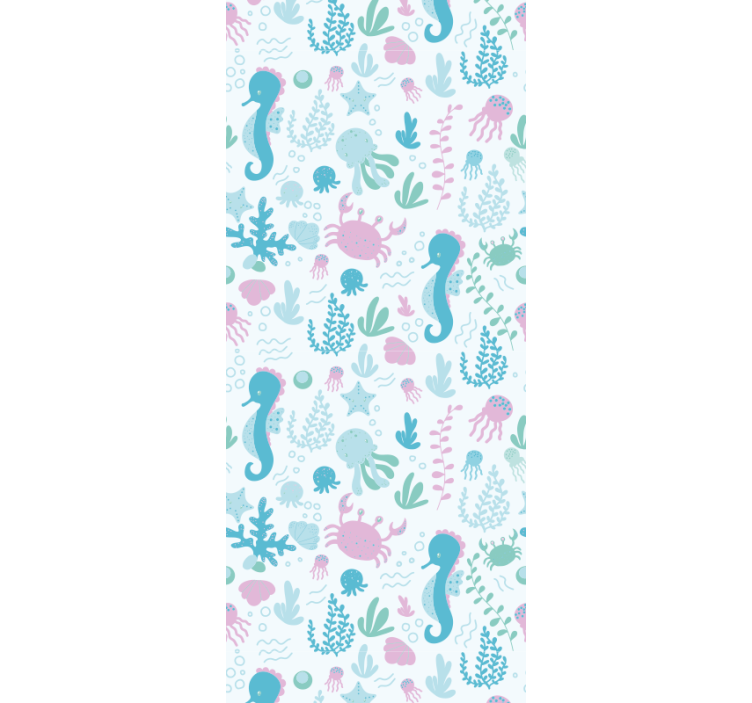 Pastel color sea animal and plant kid wallpaper - TenStickers