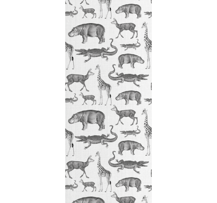 Tropical gray motif animal wallpaper - TenStickers