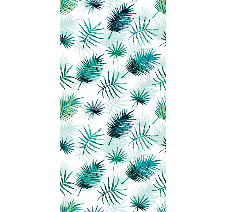 Green tropical leaf display living room wallpaper - TenStickers