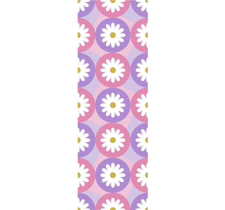 Daisy pink motif floral ornament wallpaper - TenStickers