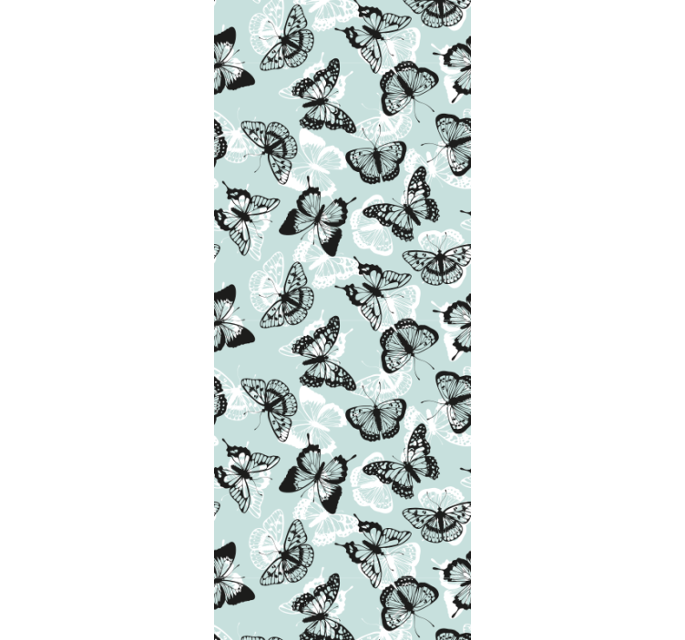 Black, white, blue butterfly Nursery Wallpaper - TenStickers