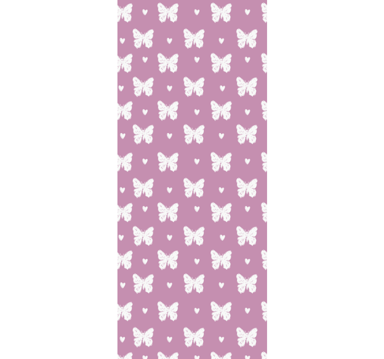 Butterfly wallpaper white and pink heart pattern - TenStickers