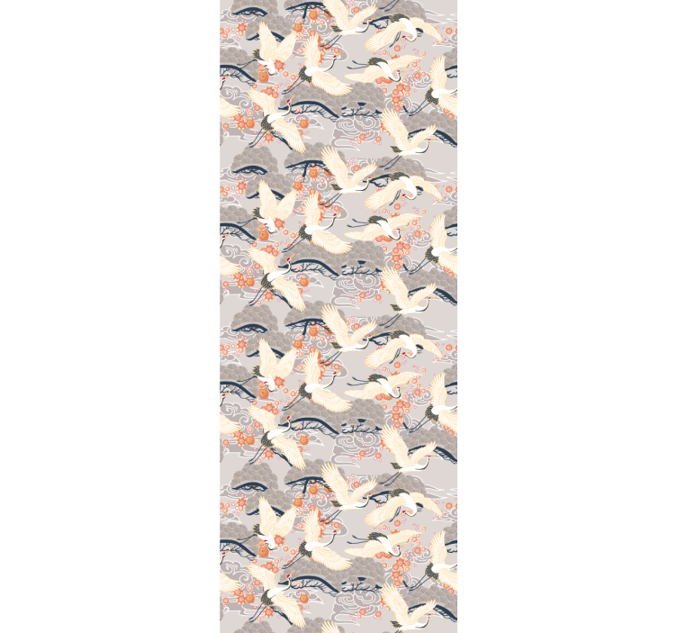 Flying cranes pattern birds wallpaper - TenStickers