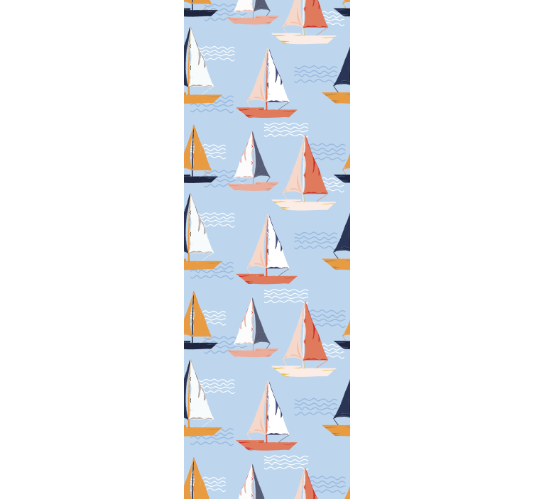 Colorful Sailboats Pattern customised wallpaper - TenStickers