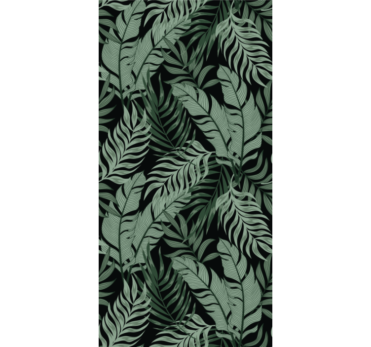 Dark green tropical plants pattern wallpaper - TenStickers