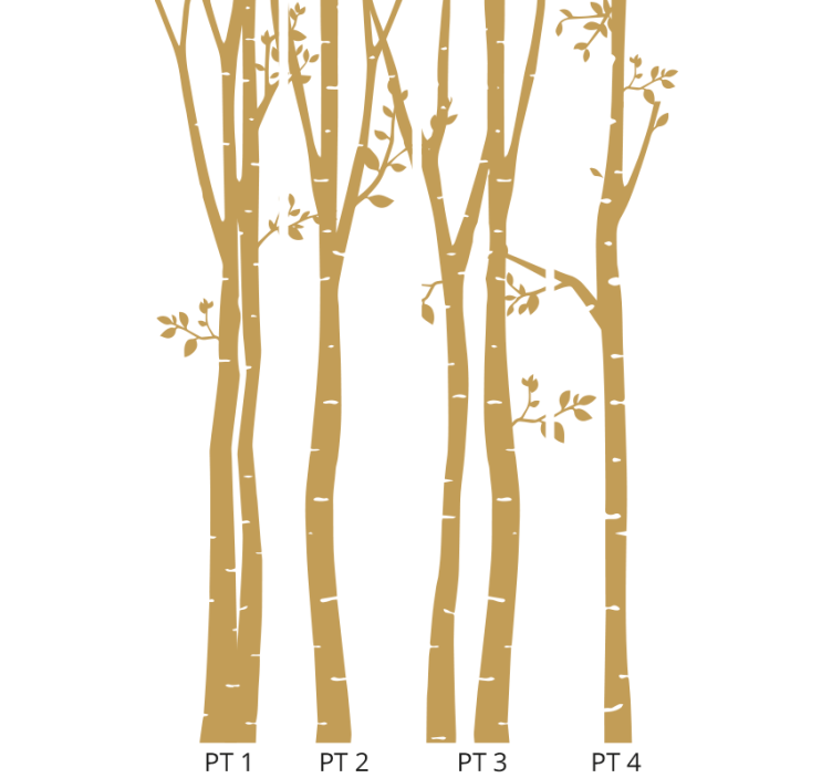 Tree wallpaper with elegant golden silhouettes - TenStickers