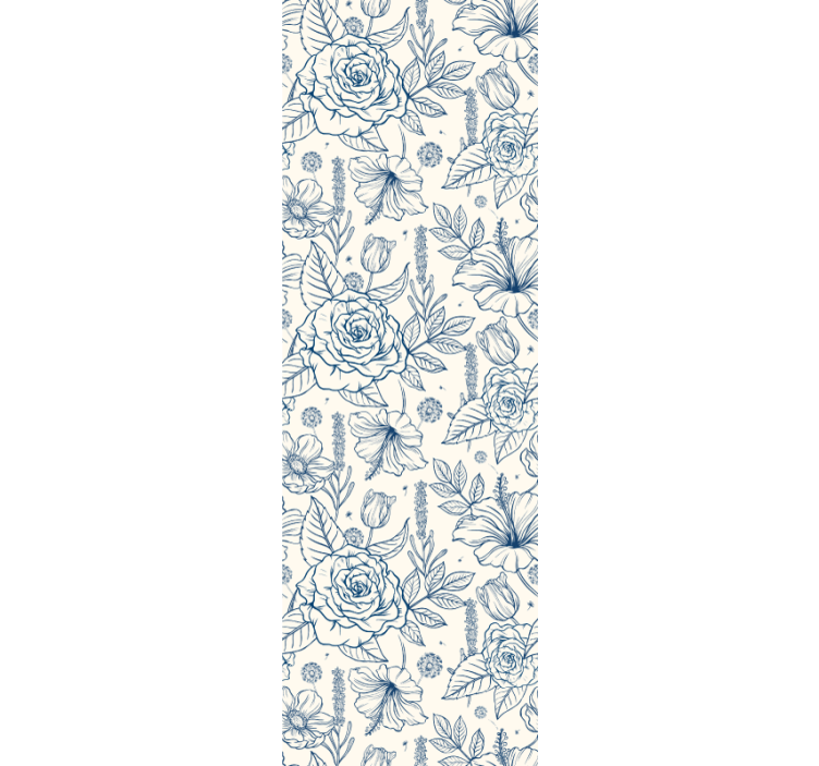 Delft Blue flower Floral Wallpaper - TenStickers