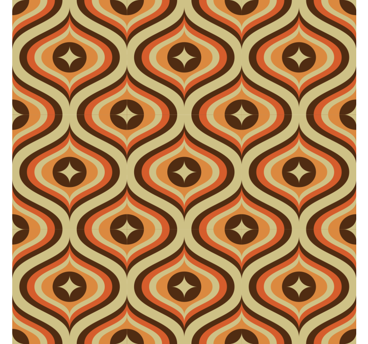 retro orange and brown Living room wallpaper - TenStickers