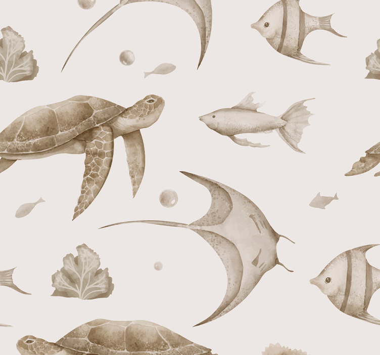 Beige ocean pattern nursery wallpaper - TenStickers