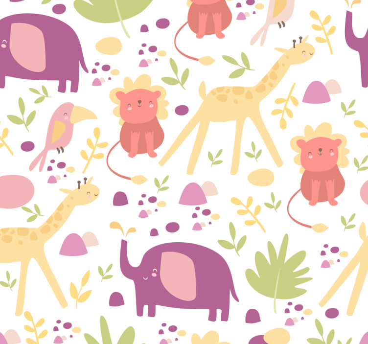 Pastel happy animals nursery wallpaper - TenStickers