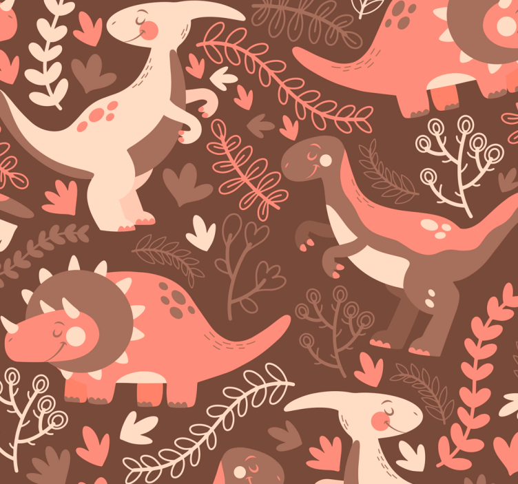 Playful Dinosaur Pattern dinosaurs wallpaper - TenStickers